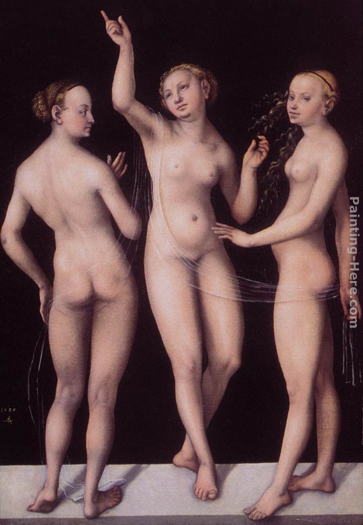The Three Graces painting - Lucas Cranach the Elder The Three Graces art painting